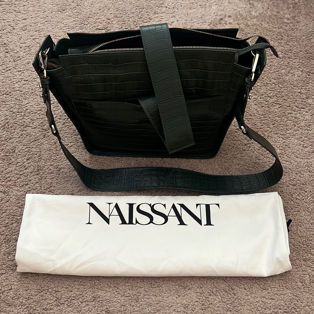 Naissant Manon Crossbody Forest Green Croc